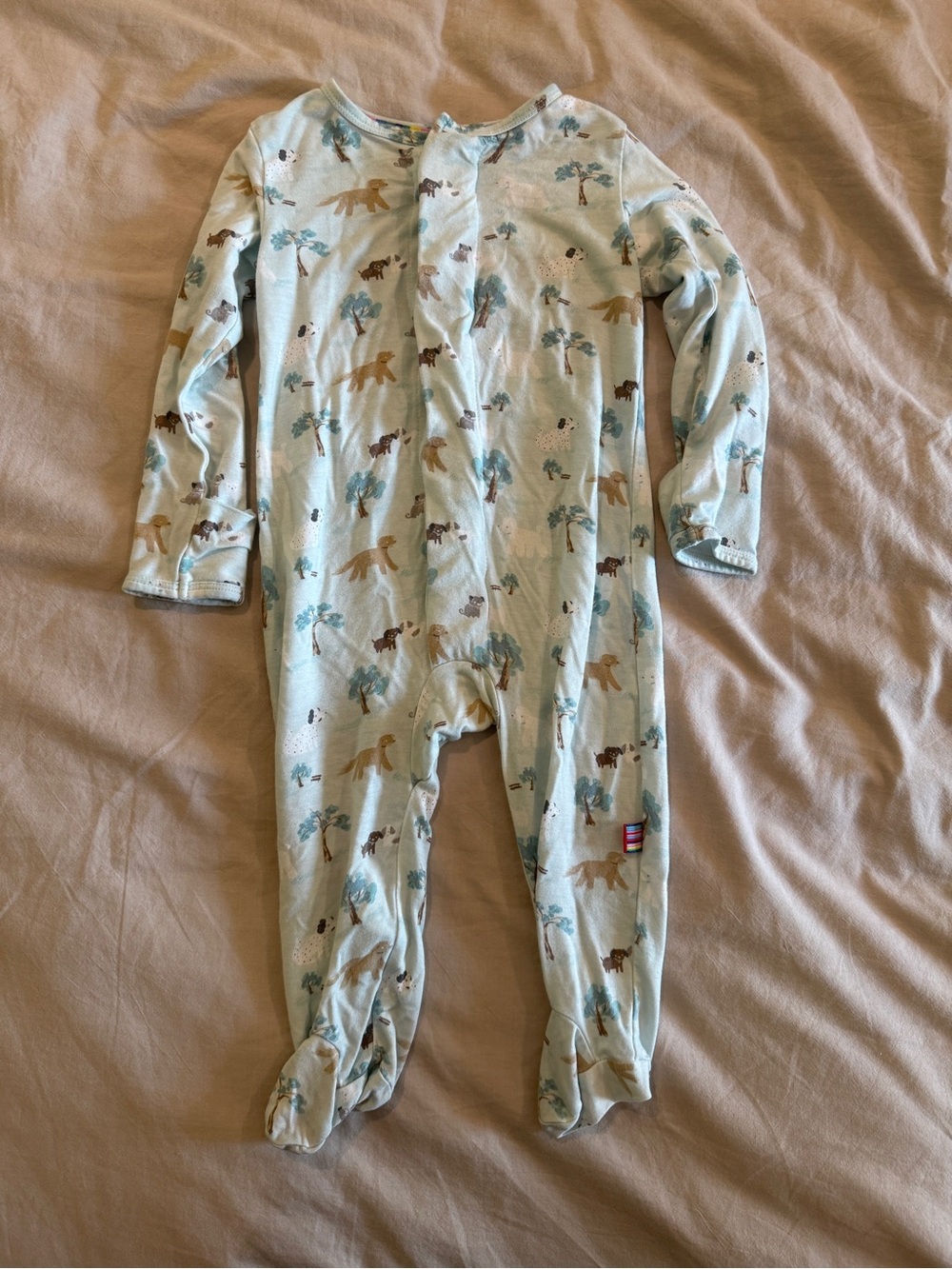 Magnetic Me Light Blue Footed One-Piece with Dinosaur Print